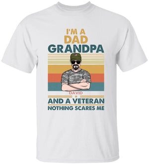 Personalized Veteran Dad Shirts - Retro Dad, Grandpa, Veteran Nothing Scares Me - Shirts - GoDuckee