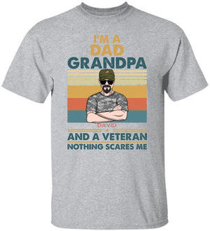 Personalized Veteran Dad Shirts - Retro Dad, Grandpa, Veteran Nothing Scares Me - Shirts - GoDuckee