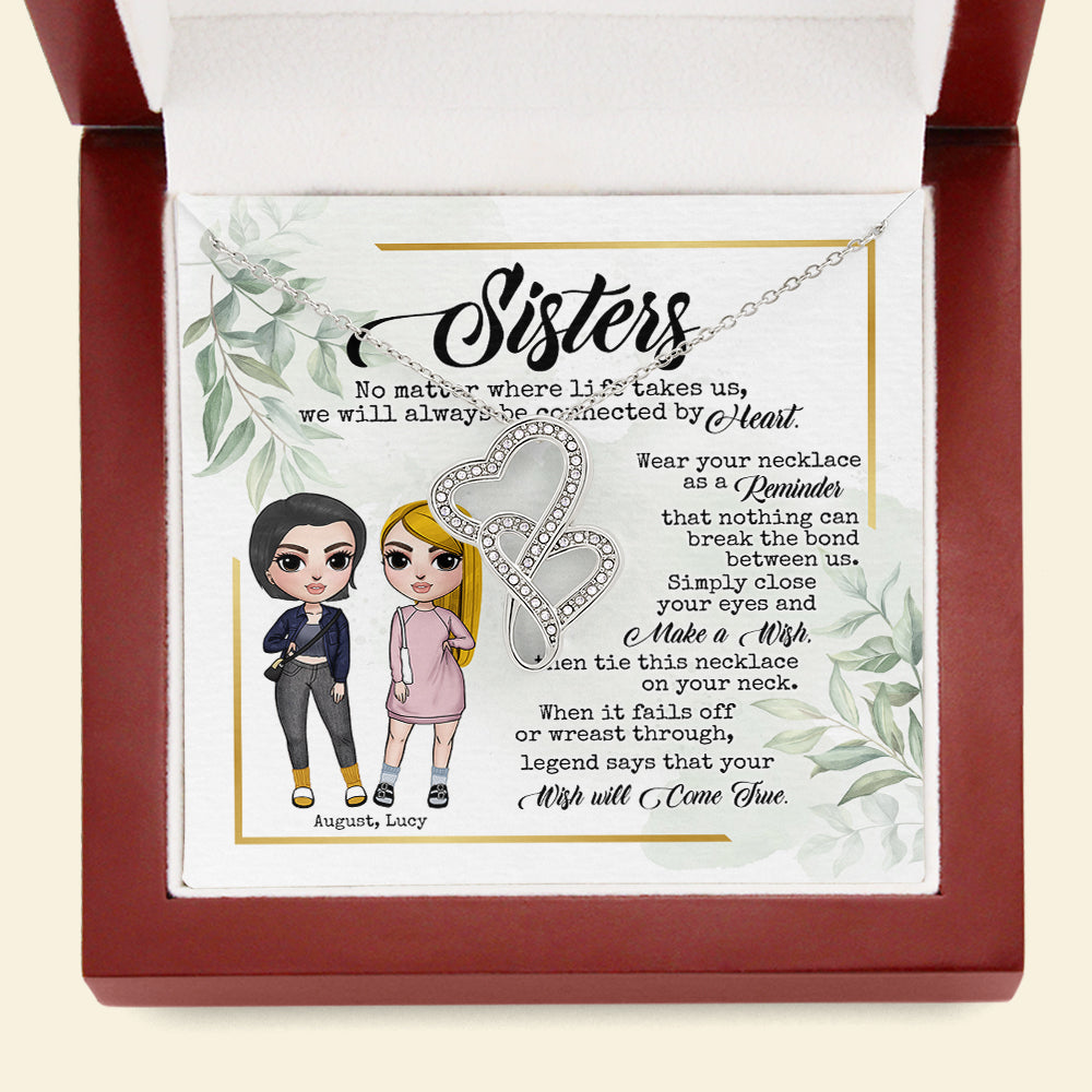 Besties No Matter Where Life Takes Us - Personalized Double Heart Necklace - Jewelry - GoDuckee
