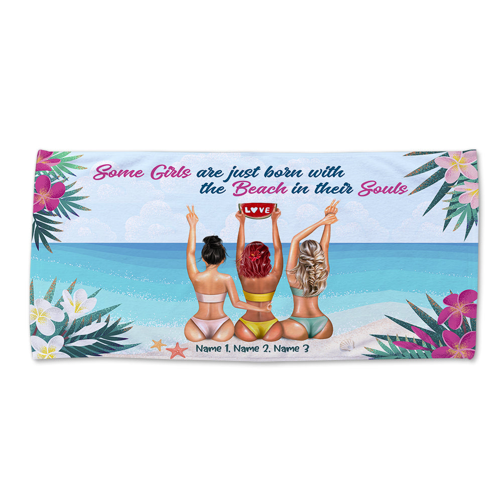 Some Girls With The Beach In Their Soul - Personalized Beach Towel - Gifts For Best Friends, Soul Sister, Besties - Beach Towel - GoDuckee