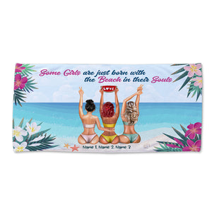 Some Girls With The Beach In Their Soul - Personalized Beach Towel - Gifts For Best Friends, Soul Sister, Besties - Beach Towel - GoDuckee