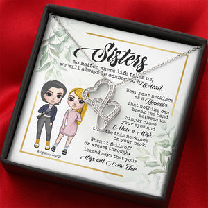 Besties No Matter Where Life Takes Us - Personalized Double Heart Necklace - Jewelry - GoDuckee