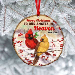 Merry Christmas To Angels - Personalized Cardinal Couple Ornament - Memorial Gift for Family Members - Ornament - GoDuckee
