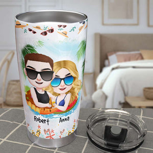 Here's To Another Year Of Bonding Over Alcohol, Gift For Couple, Personalized Tumbler, Beach Couple Tumbler, Anniversary Gift - Tumbler Cup - GoDuckee