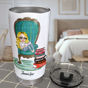 Emotionally Attached To Fictional Characters, Girl Reading Book Personalized Tumbler - Tumbler Cup - GoDuckee