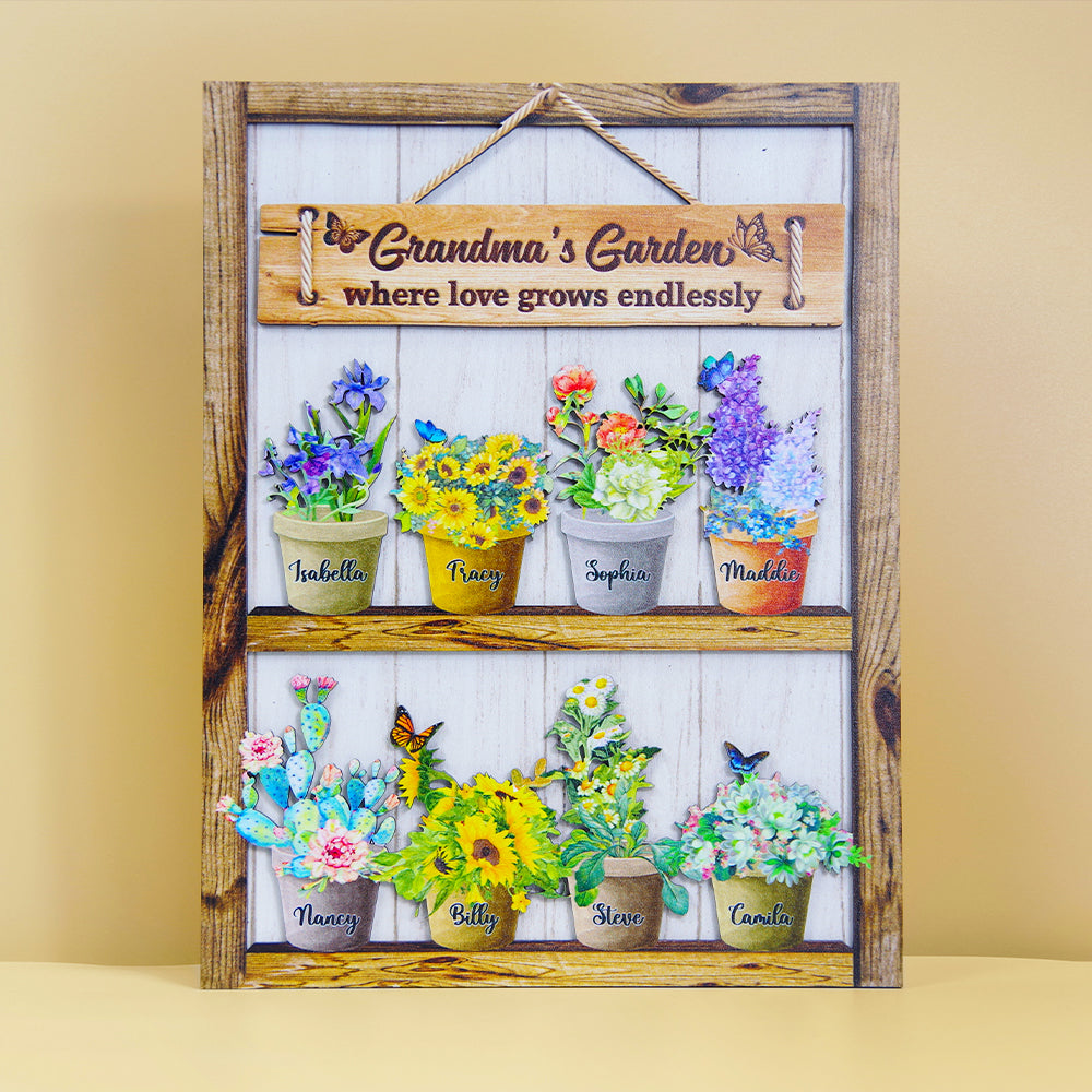 Grandma's Garden Where Love Grows Endlessly - Layered Wood Sign Stand - Wood Sign - GoDuckee