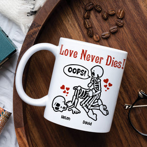 Love Never Dies-Skeleton Couple- Personalized White Mug - Coffee Mug - GoDuckee