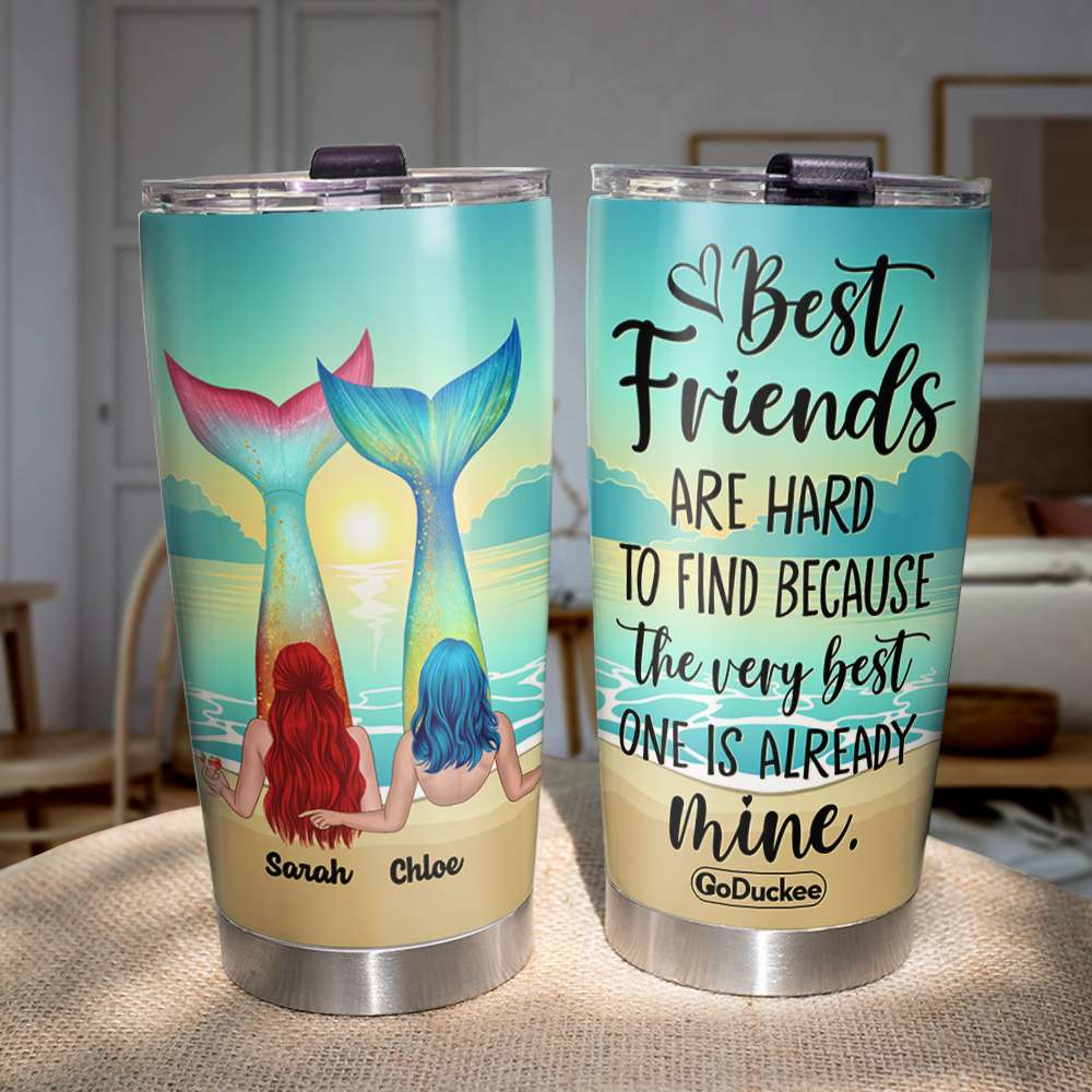 Personalized Mermaid Friends Tumbler - Best Friends Are Hard To