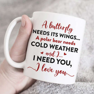 A Butterfly Needs Its Wings I Need You Personalized Couple Mug, Gift For Couple - Coffee Mug - GoDuckee