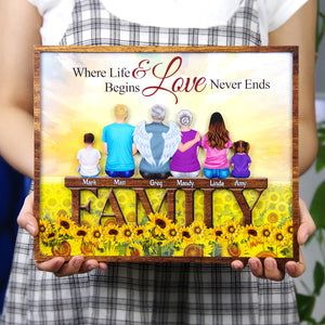 Family Where Life Begins & Love Never Ends - Personalized Wood Sign Stand - Wood Sign - GoDuckee