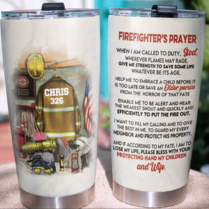 Personalized Firefighter Tumbler - Firefighter's Prayer - Uniform Room - Tumbler Cup - GoDuckee
