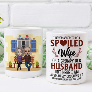 I Never Asked To Be A Spoiled Wife Of A Grumpy Old Husband, Couple Married Happy Day White Mug Gift For Wife - Coffee Mug - GoDuckee