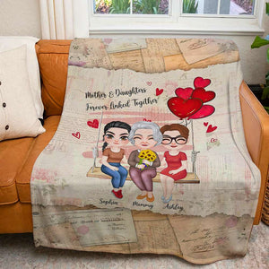 Mom & Daughter Forever Linked Together Personalized Blanket For Mom, Mother's Day Gift - Blanket - GoDuckee