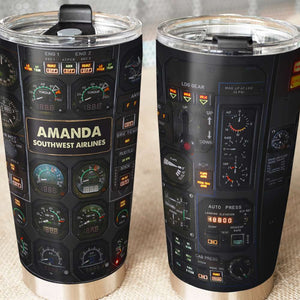 Pilot Control-panel Plane - Personalized Tumbler Cup - Custom Name - Tumbler Cup - GoDuckee