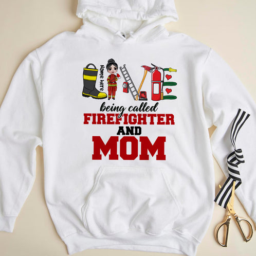 Personalized Mother's Day Shirt Being Called Firefighter And Mom Chibi Girl Firefighter - Shirts - GoDuckee
