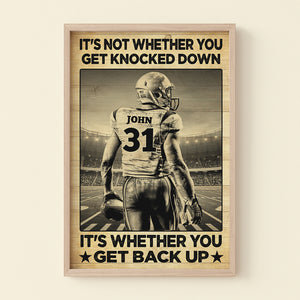 American Football Canvas Print, Get Knocked Down - Get Back Up, Personalized Wall Decor For Football Lovers - Poster & Canvas - GoDuckee