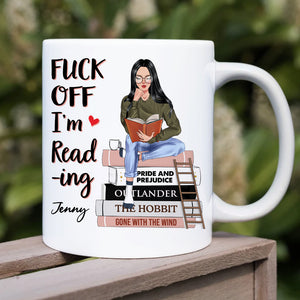 I'm Reading Book, Book Girl White Mug Gift - Coffee Mug - GoDuckee