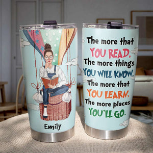 Personalized Reading Girl Tumbler - Read Across American Day - You Read You'll Know You Learn You'll Go - Tumbler Cup - GoDuckee