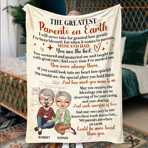 Parents The Greatest On Earth, Personalized Couple Blanket, Meaningful Gift For Mom and Dad - Blanket - GoDuckee