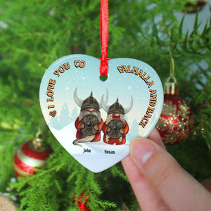 Viking Gnome Couple, Personalized Ceramic Ornament, Christmas Gift For Couple - Ornament - GoDuckee