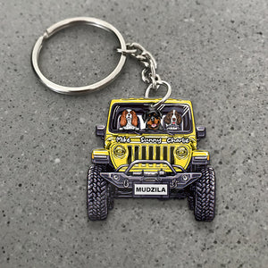 Dog In The Car Personalized Car Key Chain, Gift For Dog Lover - Keychains - GoDuckee
