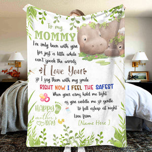 Cute Hippopotamus Mom & Baby, Personalized Blanket Gift For New Mom - Blanket - GoDuckee