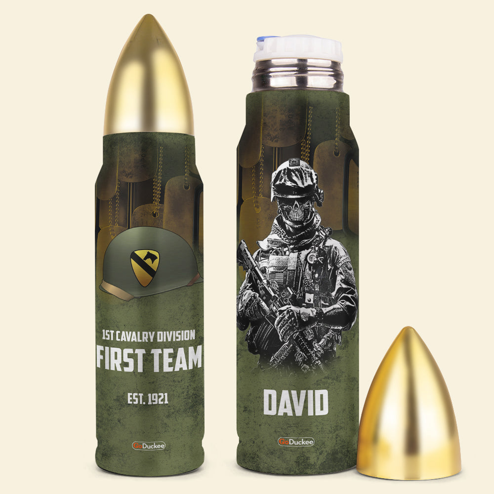 Personalized Veteran Bullet Tumbler Custom Military Unit Gift For Him - Water Bottles - GoDuckee