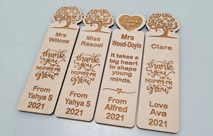 Teacher Personalized Thank You Wooden Bookmark - Gifts for Teachers - Bookmarks - GoDuckee