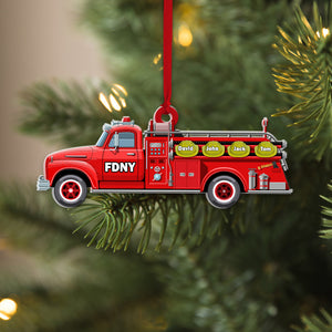 Personalized Firefighter Ornament, Fire Truck, Christmas Tree Decor - Ornament - GoDuckee