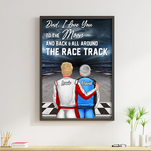 Personalized Dirt Track Racing Family Canvas Print - Dad I Love You To The Moon And Back - Gifts For Family Members - Poster & Canvas - GoDuckee