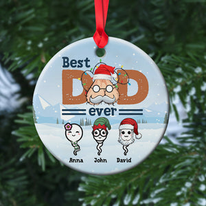 Best Dad Ever- Personalized Ceramic Ornament- Sperm Kids - Ornament - GoDuckee