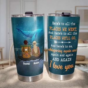 Personalized Hiking Couple Tumbler - Places We Went, Places We'll Go - Sitting On Mountain - Tumbler Cup - GoDuckee