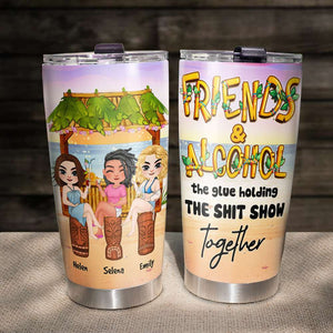 Friends & Alcohol, Gift For Friends, Personalized Tumbler, Summer Friends Tumbler - Tumbler Cup - GoDuckee