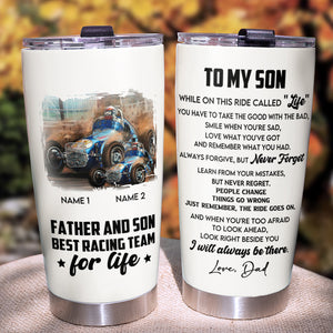 Dirt Track Racing - Personalized Tumbler - Father and Son Best Racing Team - Tumbler Cup - GoDuckee