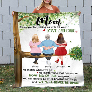 Love And Care, Gift For Mom, Personalized Blanket, Mother and Daughter Hugging, Mother's Day Gift - Blanket - GoDuckee