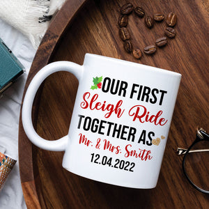 Our First Sleigh Ride Together As, Christmas White Mug Gift For Newly Married Couple - Coffee Mug - GoDuckee