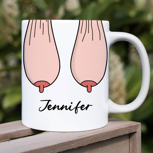 Thank You For Ruining Your Boobs, Gift For Mom, Personalized Mug, Saggy Boobs Mug, Mother's Day Gift - Coffee Mug - GoDuckee