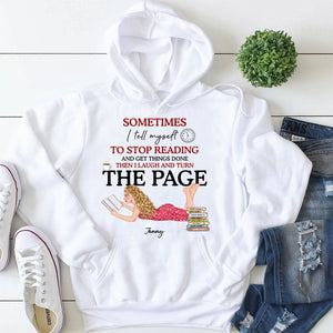 Personalized Reading Girl Shirt, I Laugh And Turn The Page, Custom Book Titles - Shirts - GoDuckee