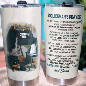Personalized Police Tumbler - Policeman's Prayer - Uniform Room - Tumbler Cup - GoDuckee