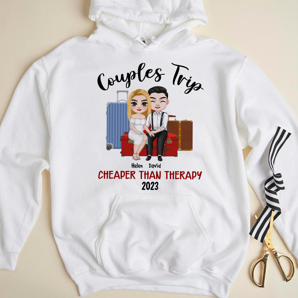 Couple Trip Cheaper Than Therapy, Couple Hand In Hand T-shirt Hoodie Sweatshirt - Shirts - GoDuckee