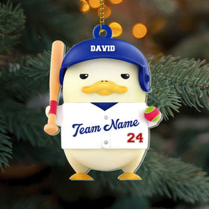 Personalized Duck Baseball Acrylic Ornament, Christmas Gift - Ornament - GoDuckee