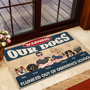 Family Our Dogs Flunked Out Of Obedience School - Personalized Doormat - Doormat - GoDuckee