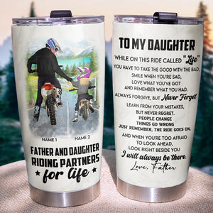 Personalized Motocross Tumbler - Father and Daughter - Riding Partners For Life - Tumbler Cup - GoDuckee