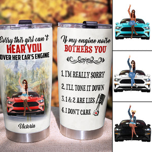 Personalized Sport Car Tumbler - Sorry This Girl Can't Hear You - Tumbler Cup - GoDuckee
