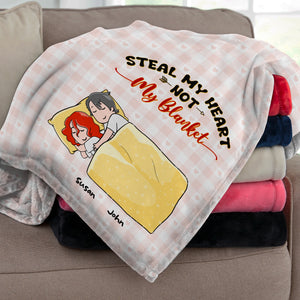 Steal My Heart Not My Blanket, Sweet Sleeping Couple Blanket - Blanket - GoDuckee
