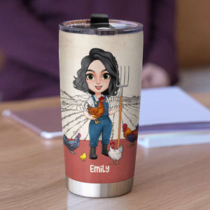 I Just Want To Work On My Farm And Hang Out With My Chickens - Personalized Tumbler Cup - Tumbler Cup - GoDuckee