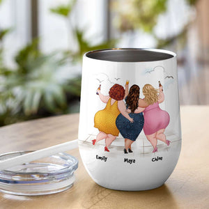 We're Not Fat, Gift For Friends, Personalized Tumbler, Drunk Chubby Friends Tumbler - Wine Tumbler - GoDuckee