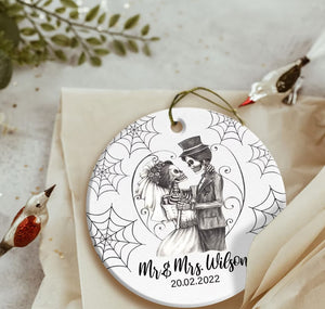 Personalized Skeleton Couple Ornament, Groom and Bride Wedding - Ornament - GoDuckee