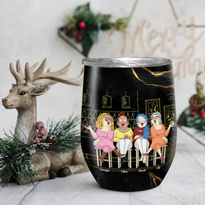 Here's To The Nights We Can't Remember With The Friends We Can't Forget, Old Friends Black Marble Wine Tumbler - Wine Tumbler - GoDuckee