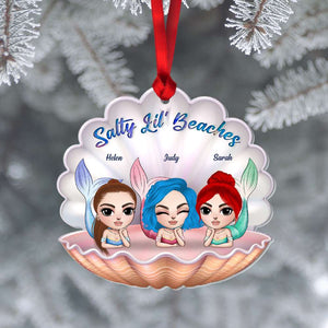 Salty Lil' Beaches Mermaid Friends, Personalized Shape Ornament Christmas Gift For Besties - Ornament - GoDuckee